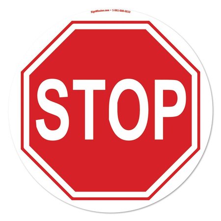 SIGNMISSION Stop Sign 16in Non-Slip Floor Marker, 16" x 16", FD-C-16-99883 FD-C-16-99883